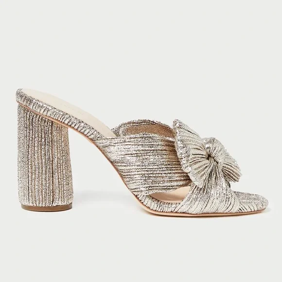 Loeffler Randall Penny Knot Champagne Bow Heels Size 8 - Picture 2 of 12